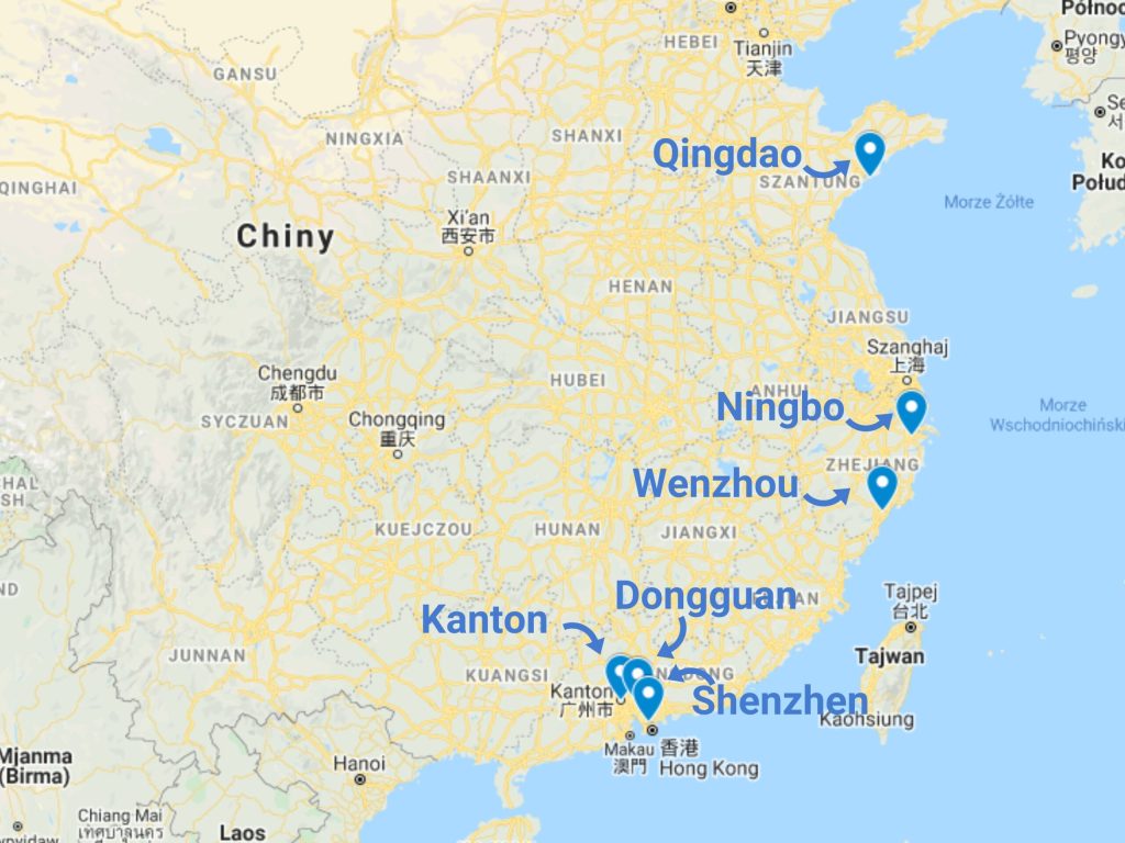 Części samochodowe z Chin mapa