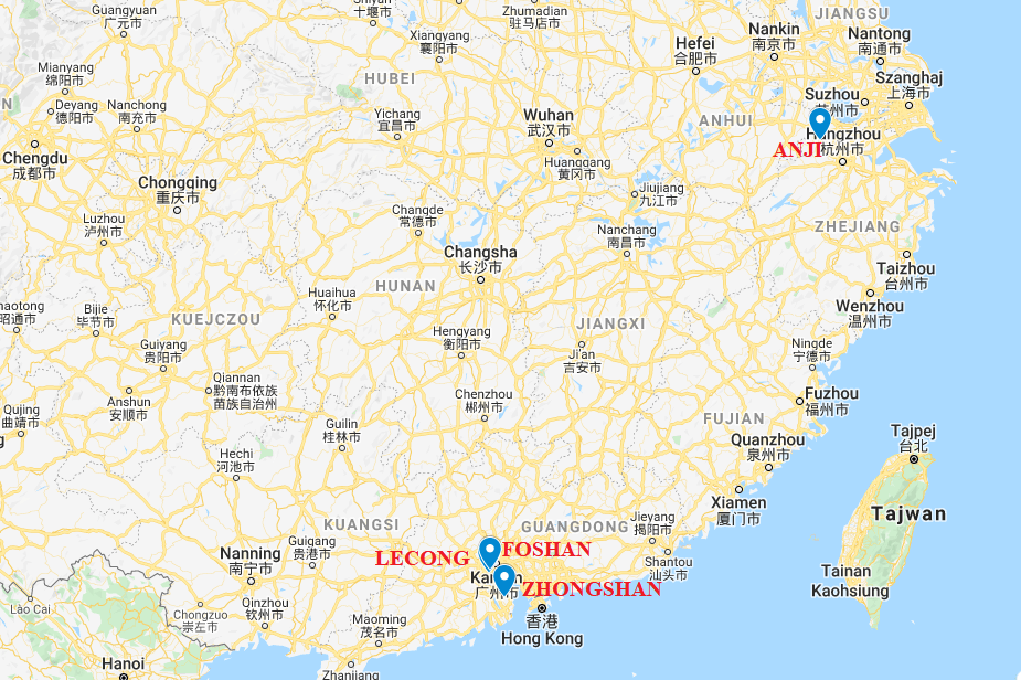 Import mebli z Chin - mapa