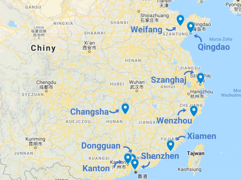 Import opakowań do gastronomii z Chin mapa producentów