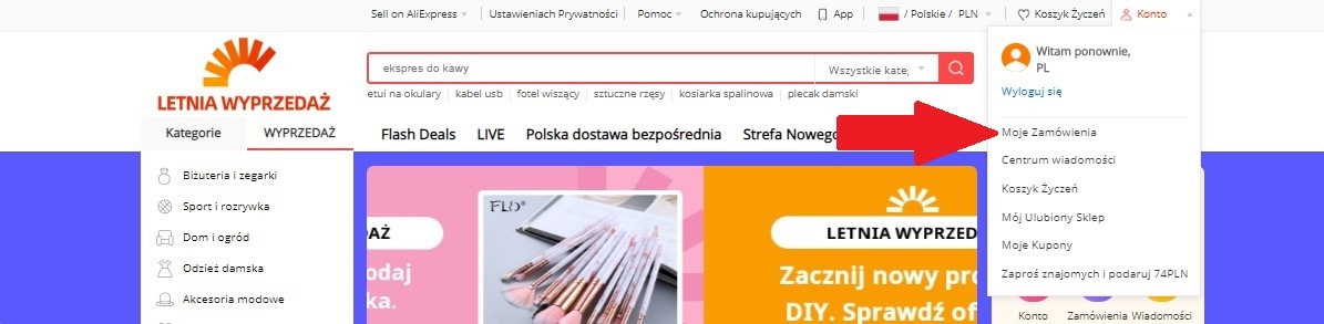 Moje zamówienia na Aliexpress