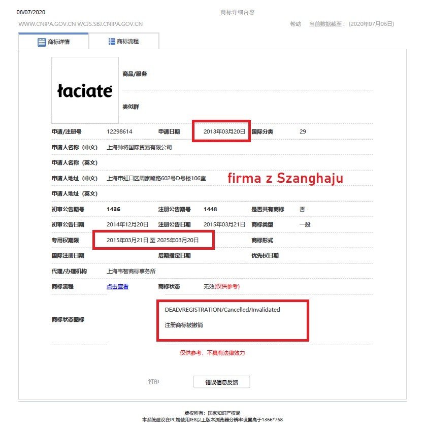 Łaciate znak w Chinach
