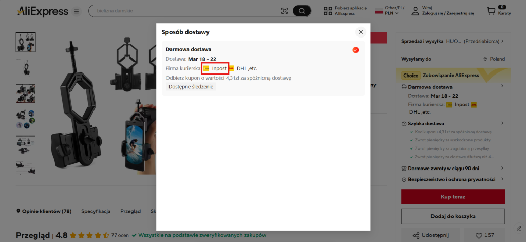 Wysyłka z AliExpress Paczkomat