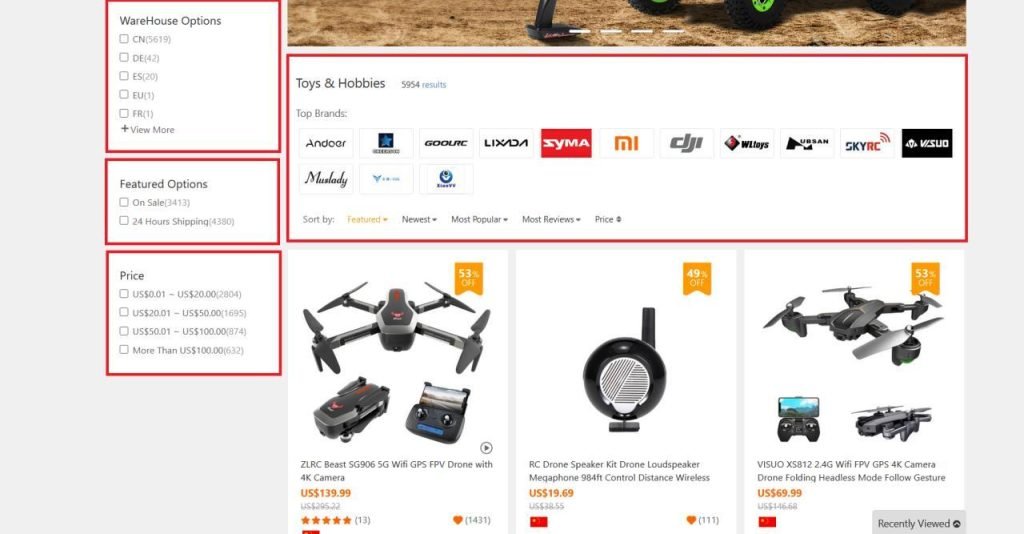 TOMTOP stosowanie filtrów