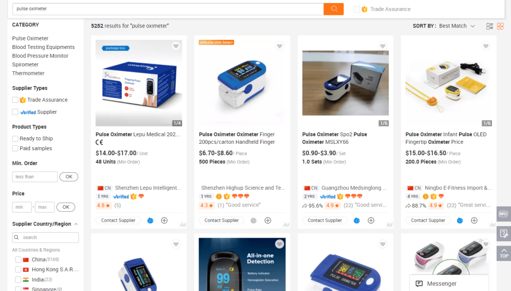 Pulsoksymetry – import z Chin z Alibaba
