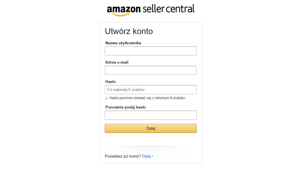 Rejestracja na Amazon Polska