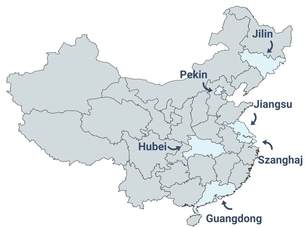 Mapa producentów samochodów w Chinach