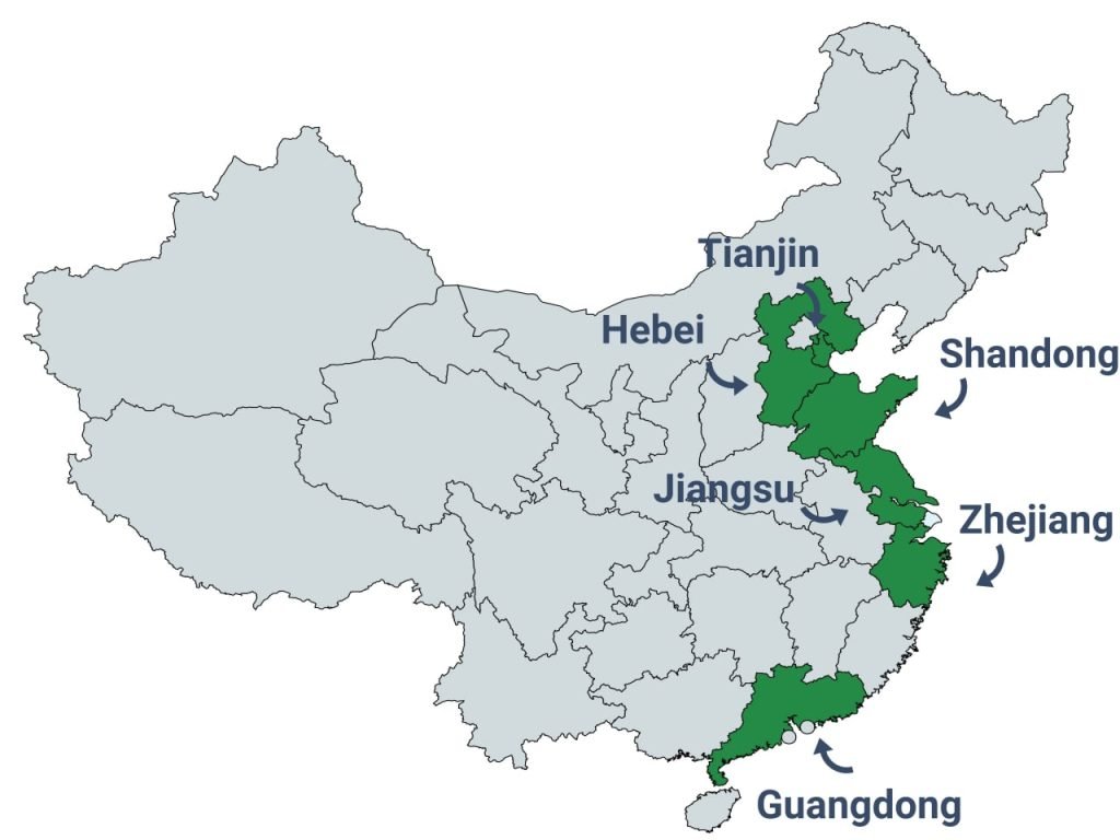 Mapa producentów rowerów w Chinach