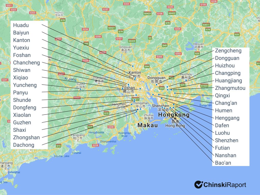 Producenci w Guangdong mapa