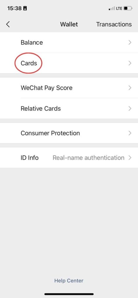 Dodaj kartę w WeChat 9
