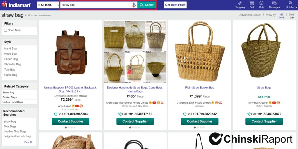 indiaMART szukanie produktu