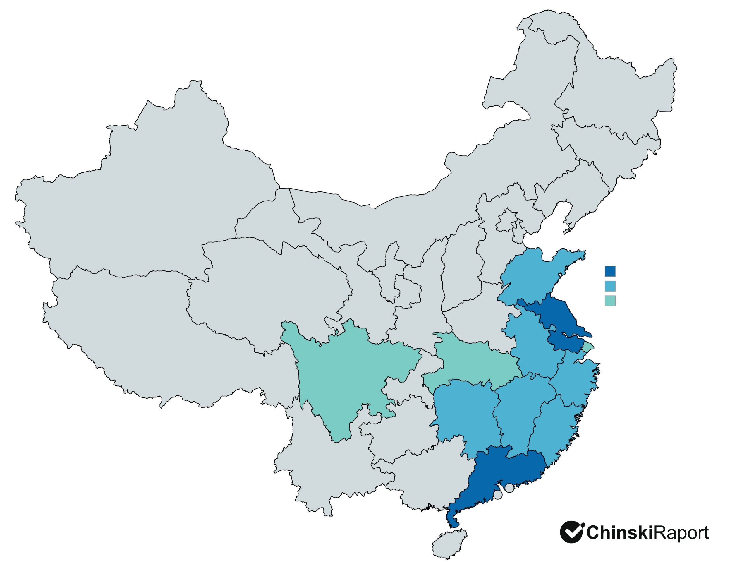 Mapa dostawców magazynów energii w Chinach